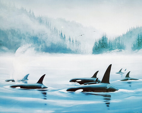 Orcas AP 1985 - Whale Limited Edition Print - Robert Wyland