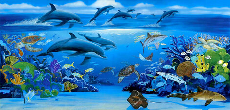 Ocean Paradise 2003 - Collaboration with Guy Harvey Limited Edition Print - Robert Wyland