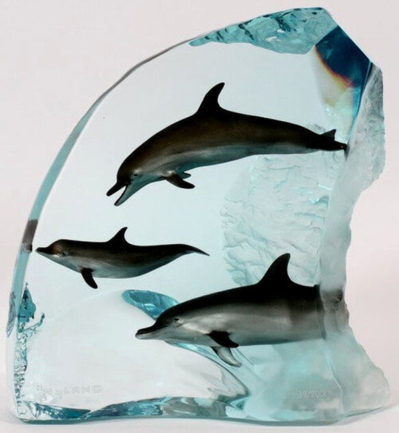 Dolphin Wonder Acrylic Sculpture 2000 13 in by Robert Wyland