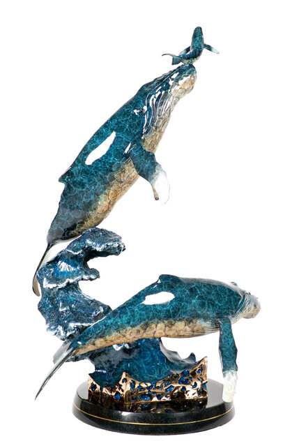 Humpback Trio Bronze Sculpture 2003 39 in - Huge by Robert Wyland