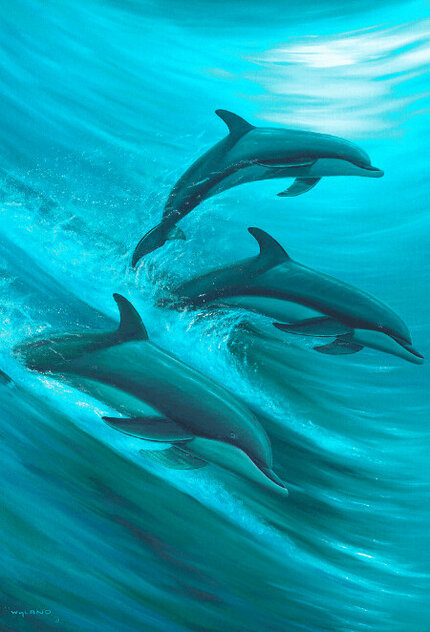 Dolphin Days 2002 - Framed Giclee on Canvas by Robert Wyland - For