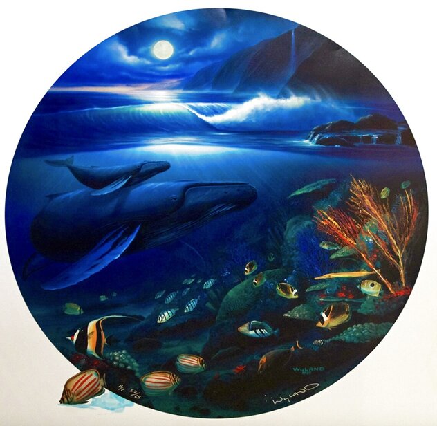 Above and Below: Moonlit Dolphins AP 1992 w/ Remarque Lithograph