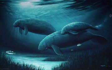 Endangered Manatees 1994 Limited Edition Print - Robert Wyland Endangered Manatees 1994 Limited Edition Print - Robert Wyland