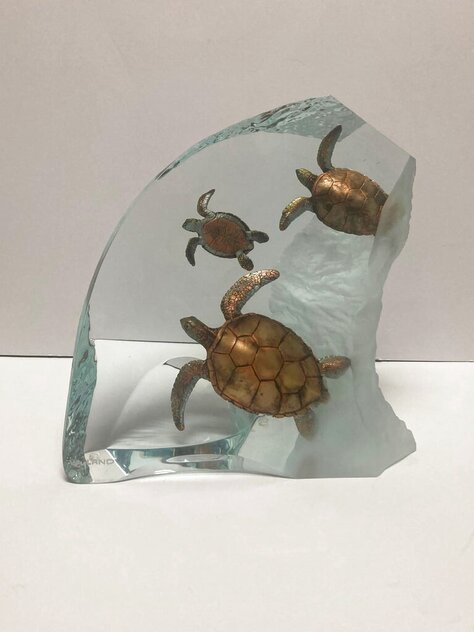 Turtle Tribe Acrylic Sculpture 2002 13 in by Robert Wyland