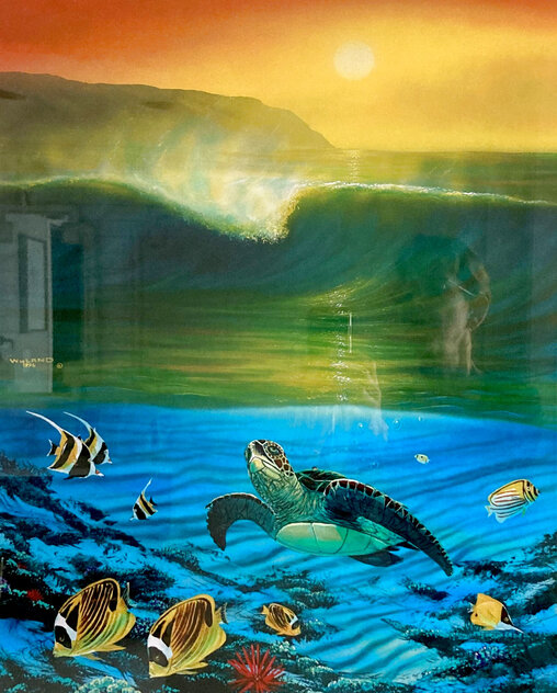 Kissing Dolphins 1990 Lithograph 35x25 by Robert Wyland - For Sale