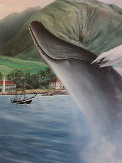Maui Humpback Breeching 54x41 Original Painting - Robert Wyland Maui Humpback Breeching 54x41 Original Painting - Robert Wyland