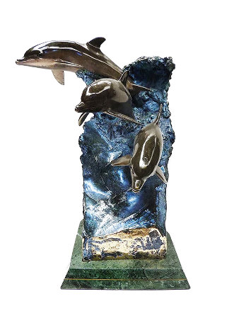 Ocean Riders Bronze Sculpture 1992 19 in Sculpture - Robert Wyland