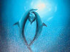 Warmth in the Sea (Dolphins) 2006 48x36 - Huge Original Painting by Robert Wyland - 2