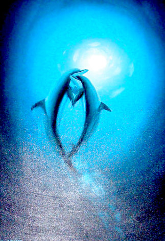 Warmth in the Sea (Dolphins) 2006 48x36 - Huge Original Painting - Robert Wyland
