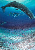 Sperm Whale With Dolphins 1982 48x36  Huge Original Painting by Robert Wyland - 0