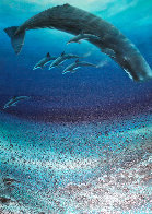 Sperm Whale With Dolphins 1982 48x36 Huge Original Painting by Robert Wyland - 1 Sperm Whale With Dolphins 1982 48x36 Huge Original Painting by Robert Wyland - 1
