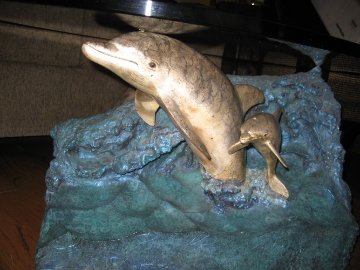 Dolphin Experience Coffee End Table Sculpture  AP 1994 28x36 Sculpture - Robert Wyland