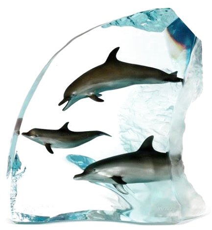 Dolphin Wonder Acrylic Sculpture 2001 13 in Sculpture - Robert Wyland