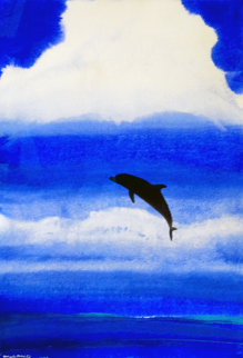 Dolphin Blue Watercolor 2004 36x28 Watercolor - Robert Wyland
