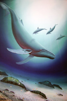 Morning Maui Dive 1989 40x30 Original Painting - Robert Wyland Morning Maui Dive 1989 40x30 Original Painting - Robert Wyland