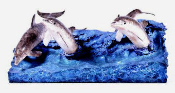 Wave Riders Bronze Coffee Table Sculpture 1992 35 in Sculpture - Robert Wyland Wave Riders Bronze Coffee Table Sculpture 1992 35 in Sculpture - Robert Wyland