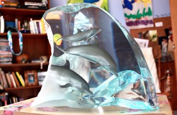 Dolphin Tribe Acrylic Sculpture 2000 Sculpture - Robert Wyland Dolphin Tribe Acrylic Sculpture 2000 Sculpture - Robert Wyland