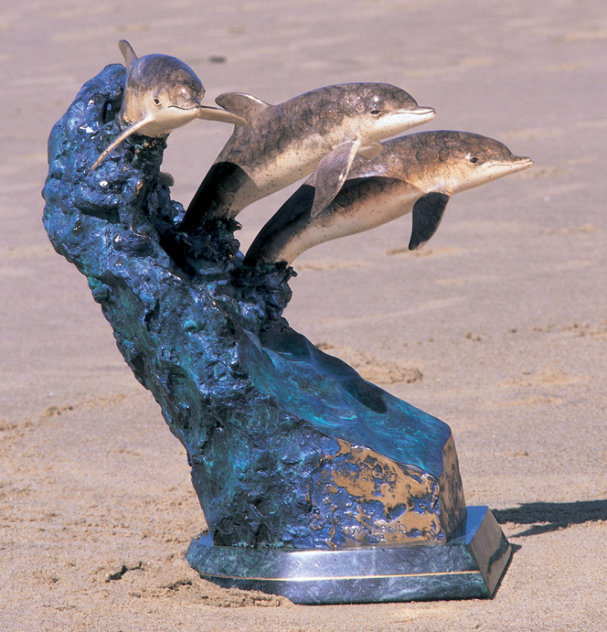 Ocean Riders Bronze Sculpture AP 1992 19 in Sculpture by Robert Wyland