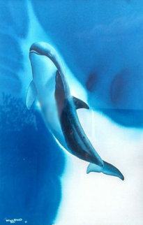 Ocean Awareness Watercolor 1991 Orca 47x37 Huge  Watercolor - Robert Wyland