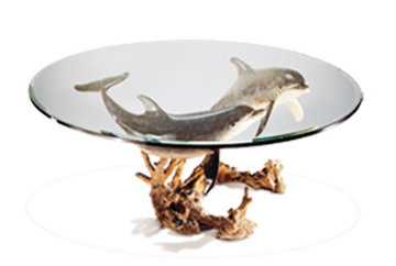 Reef Visit End Bronze Coffee Table 19x43 Sculpture by Robert Wyland