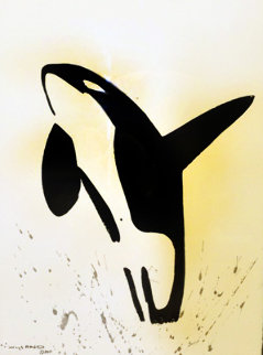 Orca Sumi-e Brush Art 2011 42x34 Huge Original Painting - Robert Wyland Orca Sumi-e Brush Art 2011 42x34 Huge Original Painting - Robert Wyland
