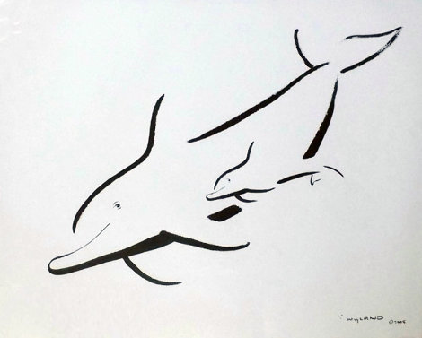 Untitled (Dolphin) 2005 18x22 Works on Paper (not prints) - Robert Wyland