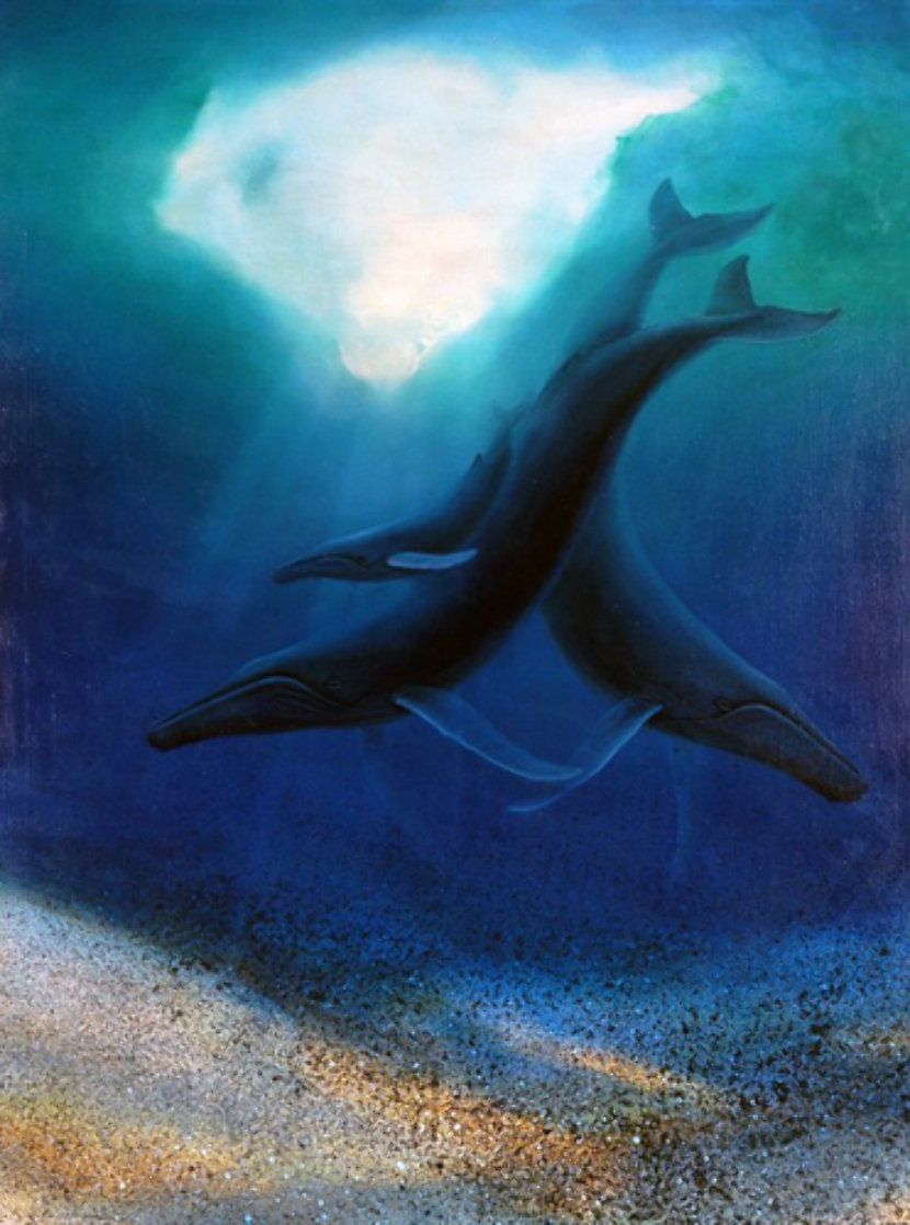 Maui Humpbacks 1987 48x36 Huge Original Painting by Robert Wyland Maui Humpbacks 1987 48x36 Huge Original Painting by Robert Wyland
