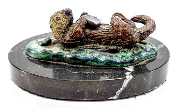 Sea Otter With Abalone Bronze Sculpture 12 in Sculpture - Robert Wyland Sea Otter With Abalone Bronze Sculpture 12 in Sculpture - Robert Wyland