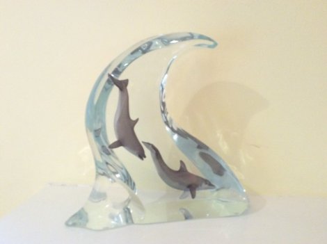 Dolphin Light Acrylic Sculpture 2002 Sculpture - Robert Wyland