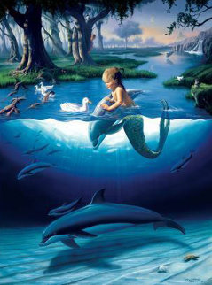Littlest Mermaid 1994 Limited Edition Print - Robert Wyland Littlest Mermaid 1994 Limited Edition Print - Robert Wyland