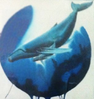 Mother And Calf Watercolor 1992 42x42 Watercolor - Robert Wyland Mother And Calf Watercolor 1992 42x42 Watercolor - Robert Wyland