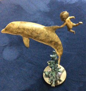 Water Baby Bronze Sculpture 1999 14 in Sculpture by Robert Wyland
