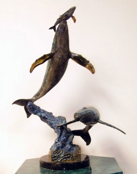 Cow Calf Escort Bronze Sculpture 1997 21 in Sculpture by Robert Wyland Cow Calf Escort Bronze Sculpture 1997 21 in Sculpture by Robert Wyland