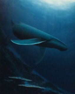 Underwater Visit 1992 28x34 Original Painting - Robert Wyland Underwater Visit 1992 28x34 Original Painting - Robert Wyland
