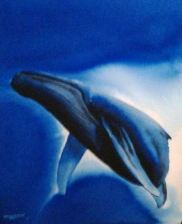 Majestic Humpback Watercolor 1991 26x31 Watercolor - Robert Wyland
