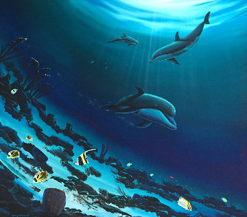 Dolphins 2004 44x44 Super Huge Original Painting - Robert Wyland Dolphins 2004 44x44 Super Huge Original Painting - Robert Wyland