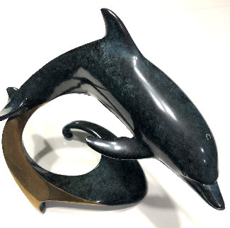 Dolphin Bronze Sculpture 1989 12 in   Sculpture - Douglas Wylie