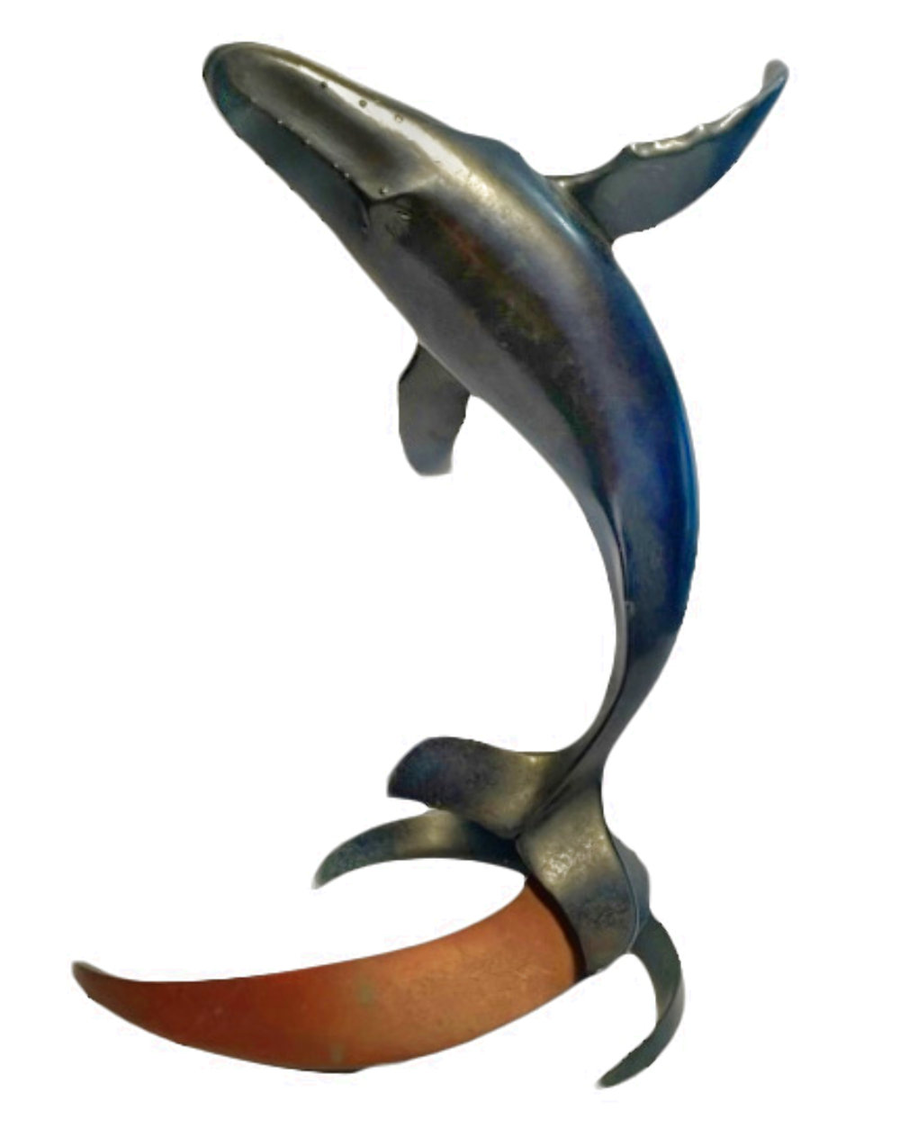 Whale 1999 Bronze Sculpture 15 in by Douglas Wylie For Sale on Art