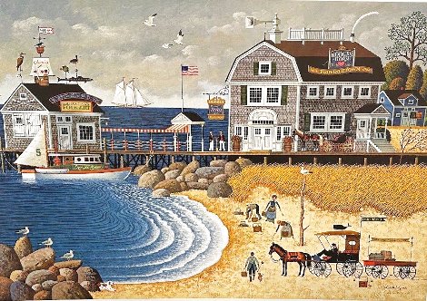 Clammers at Hodges Horn 1985 - Massachusetts Limited Edition Print - Charles Wysocki