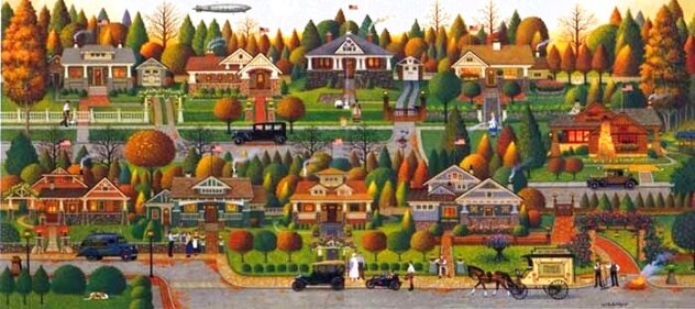 Labor Day in Bungalowville 1998 Limited Edition Print by Charles Wysocki