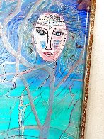 Turquoise Gaia - Transpersonal Mother of Love, Healing and Creation 1987 55x37 - Huge Original Painting by Rom Yaari - 2