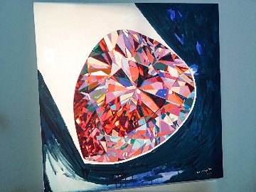 Pink Diamond (Pear) 2000 48x48 Huge Original Painting - Hiro Yamagata Pink Diamond (Pear) 2000 48x48 Huge Original Painting - Hiro Yamagata