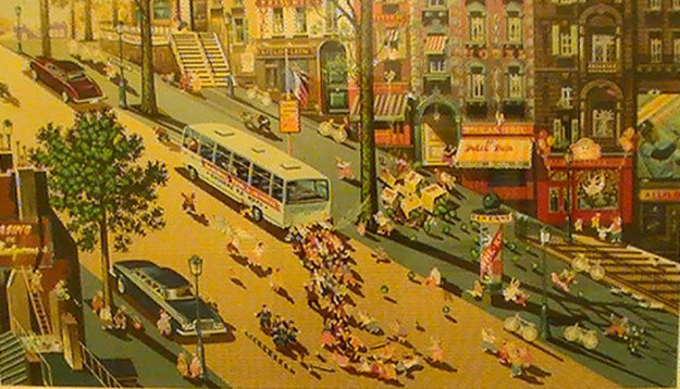 YAMAGATA 1987 アート作品 Circus in the Square 1987 Serigraph 22x29 by Hiro Yamagata