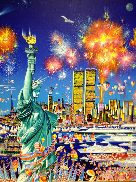Happy Birthday Liberty U.S.A. Original 30x40 Huge - Twin Towers Original Painting by Hiro Yamagata