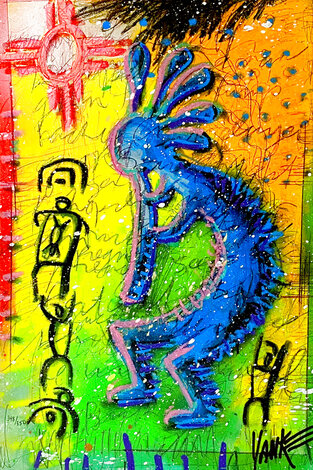 Kokopelli 2012 Embellished Giclee on Canvas Limited Edition Print - Tim Yanke