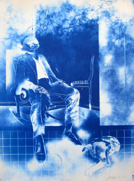 Seated Man And the Dog (Masoud Yasami) 30x22 Limited Edition Print by Masoud Yasami
