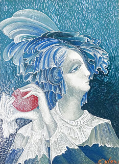 Lady With Apple Original 26x23 Original Painting - Gevorg Yeghiazarian Lady With Apple Original 26x23 Original Painting - Gevorg Yeghiazarian