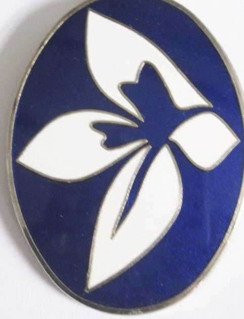 Blue and White Enamel Flower Brooch/pendant 1969 Jewelry by Jack Youngerman