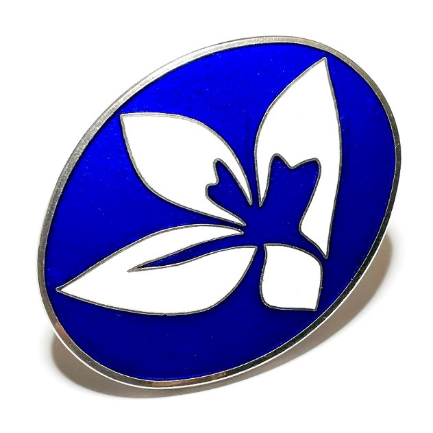 Blue and White Flower Enamel Brooch/Pendant 1969 Jewelry by Jack Youngerman
