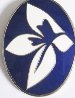 Blue and White Flower Enamel Brooch/Pendant 1969 Jewelry by Jack Youngerman - 2